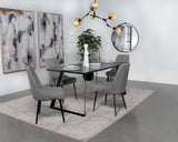 Smith 5-Piece Rectangular Ceramic Dining Set, Black