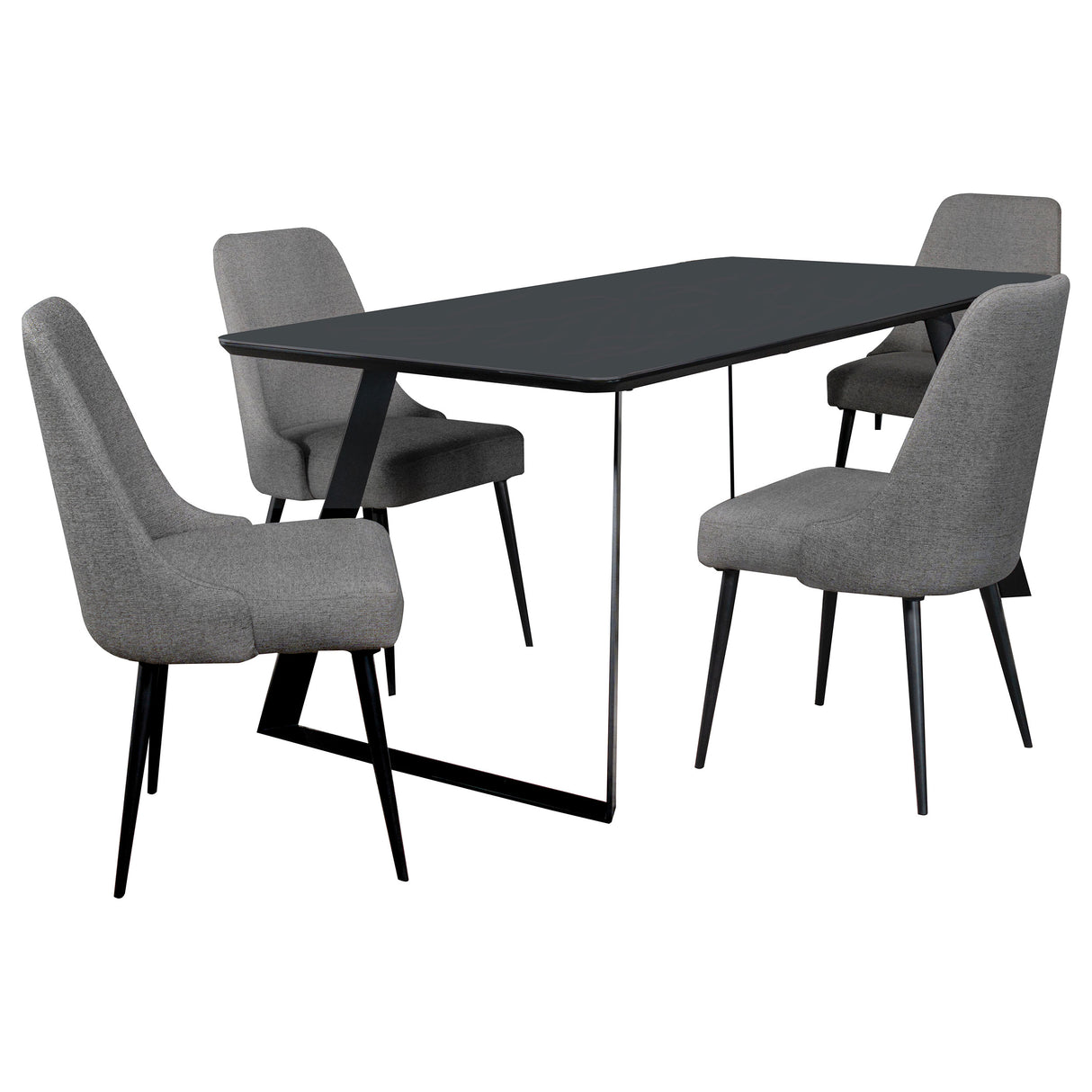 Smith 5-Piece Rectangular Ceramic Dining Set, Black