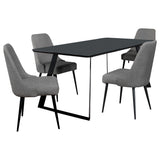 Smith 5-Piece Rectangular Ceramic Dining Set, Black