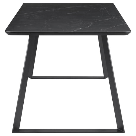 Smith 5-Piece Rectangular Ceramic Dining Set, Black