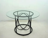 Levy 48" Round Glass Top Dining Table in Matte Black
