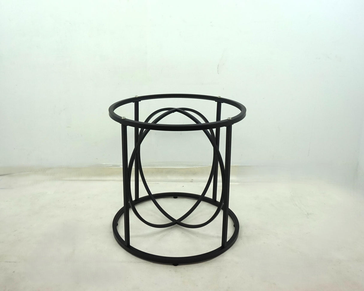 Levy 48" Round Glass Top Dining Table in Matte Black