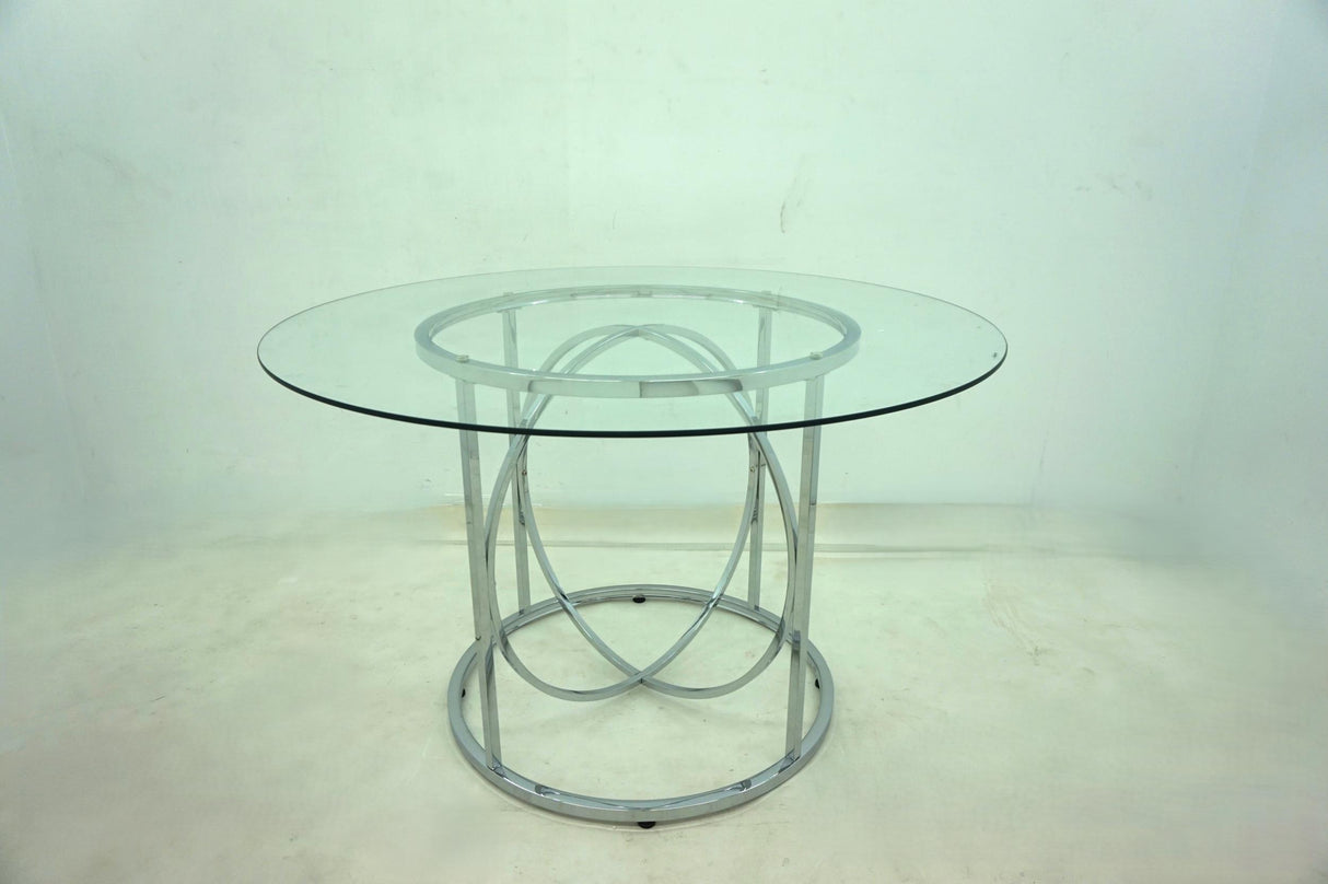 Levy 48" Round Glass Top Dining Table in Chrome