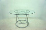 Levy 48" Round Glass Top Dining Table in Chrome