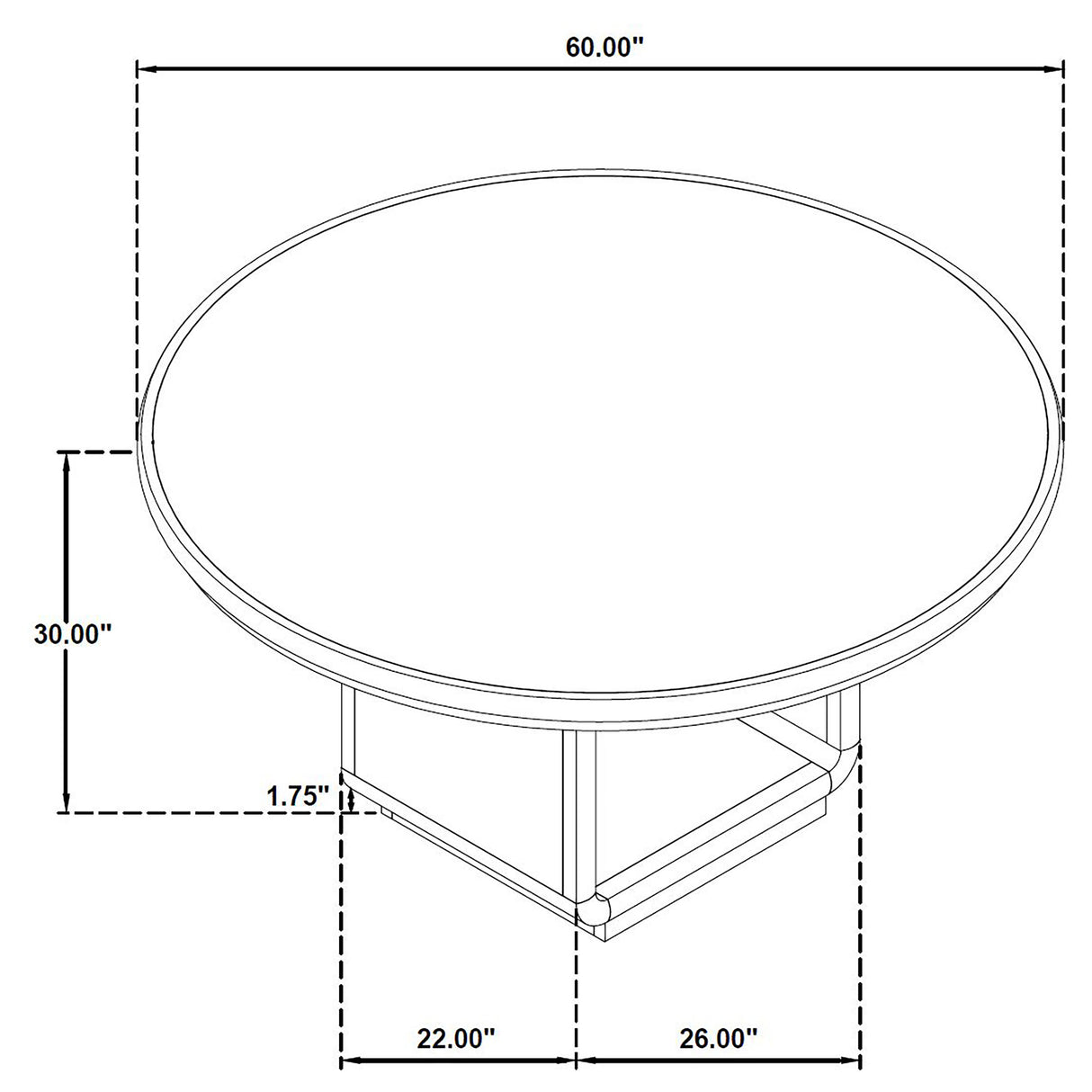 Leandro 60-Inch Round Dining Table in Burnished Black