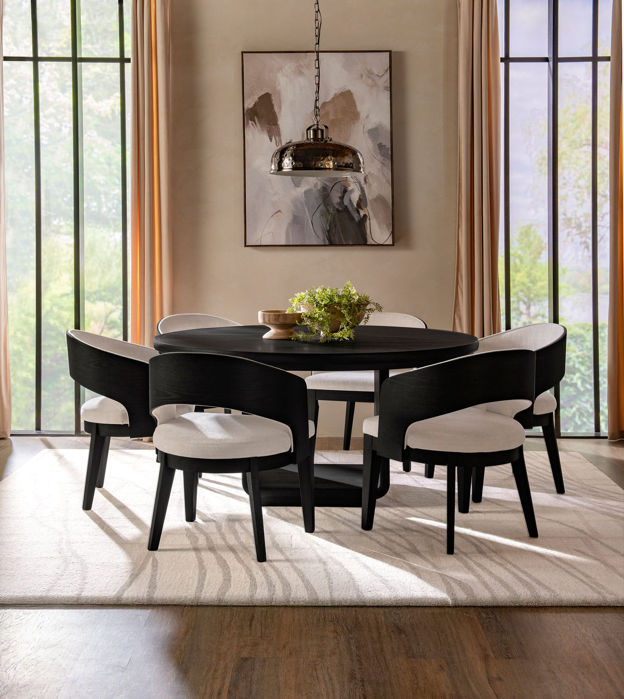 Leandro 60-Inch Round Dining Table in Burnished Black