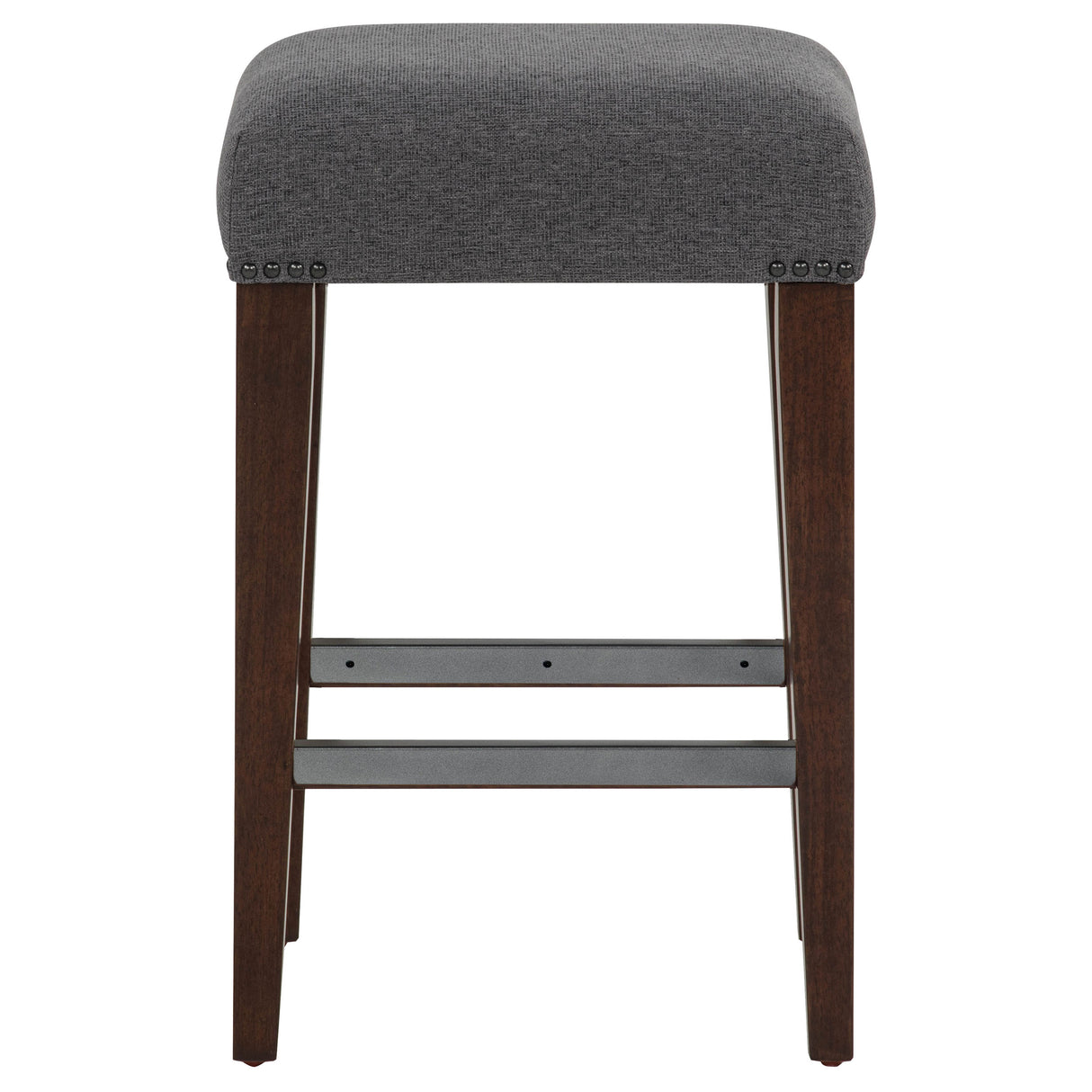 Naser Upholstered Counter Stool Grey and Dark Walnut (Set of 2)