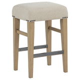 Naser Backless Upholstered Counter Stool, Beige/Light Oak (Set of 2)