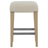 Naser Backless Upholstered Counter Stool, Beige/Light Oak (Set of 2)