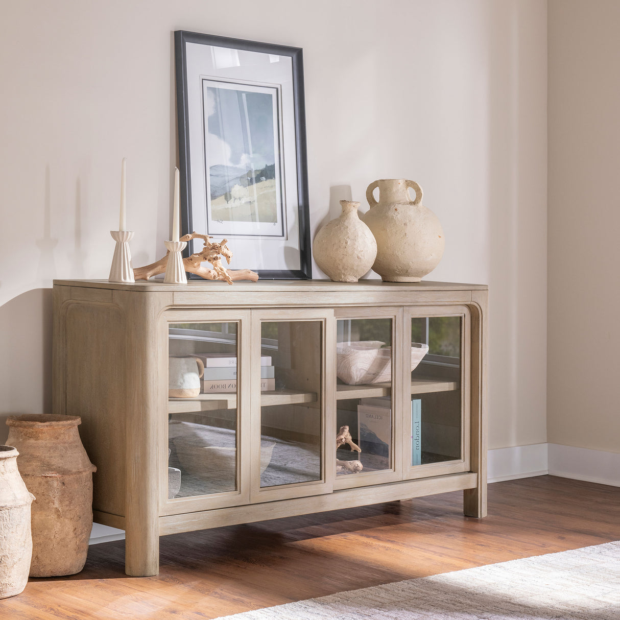 Solano Sliding Door Dining Sideboard, Weathered Mango