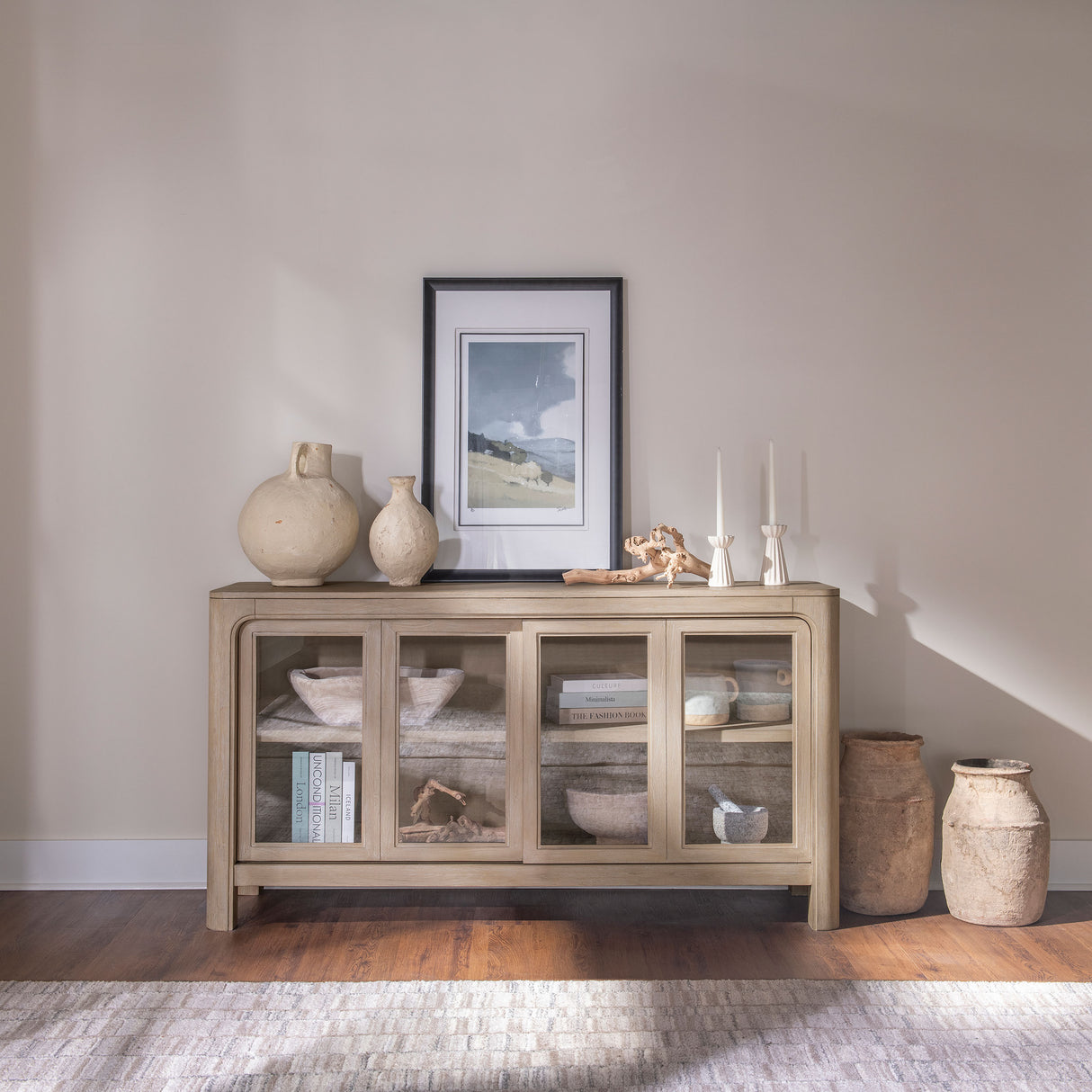 Solano Sliding Door Dining Sideboard, Weathered Mango