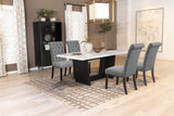 Sherry 5-Piece Marble Top Dining Table Set, Rustic Espresso
