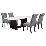 Sherry 5-Piece Marble Top Dining Table Set, Rustic Espresso
