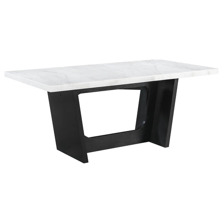 Sherry 5-Piece Marble Top Dining Table Set, Rustic Espresso