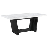 Sherry 7-Piece Marble Top Dining Table Set, Rustic Espresso