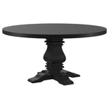 Florence Round 60-Inch Pedestal Dining Table, Distressed Black