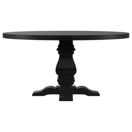 Florence Round 60-Inch Pedestal Dining Table, Distressed Black