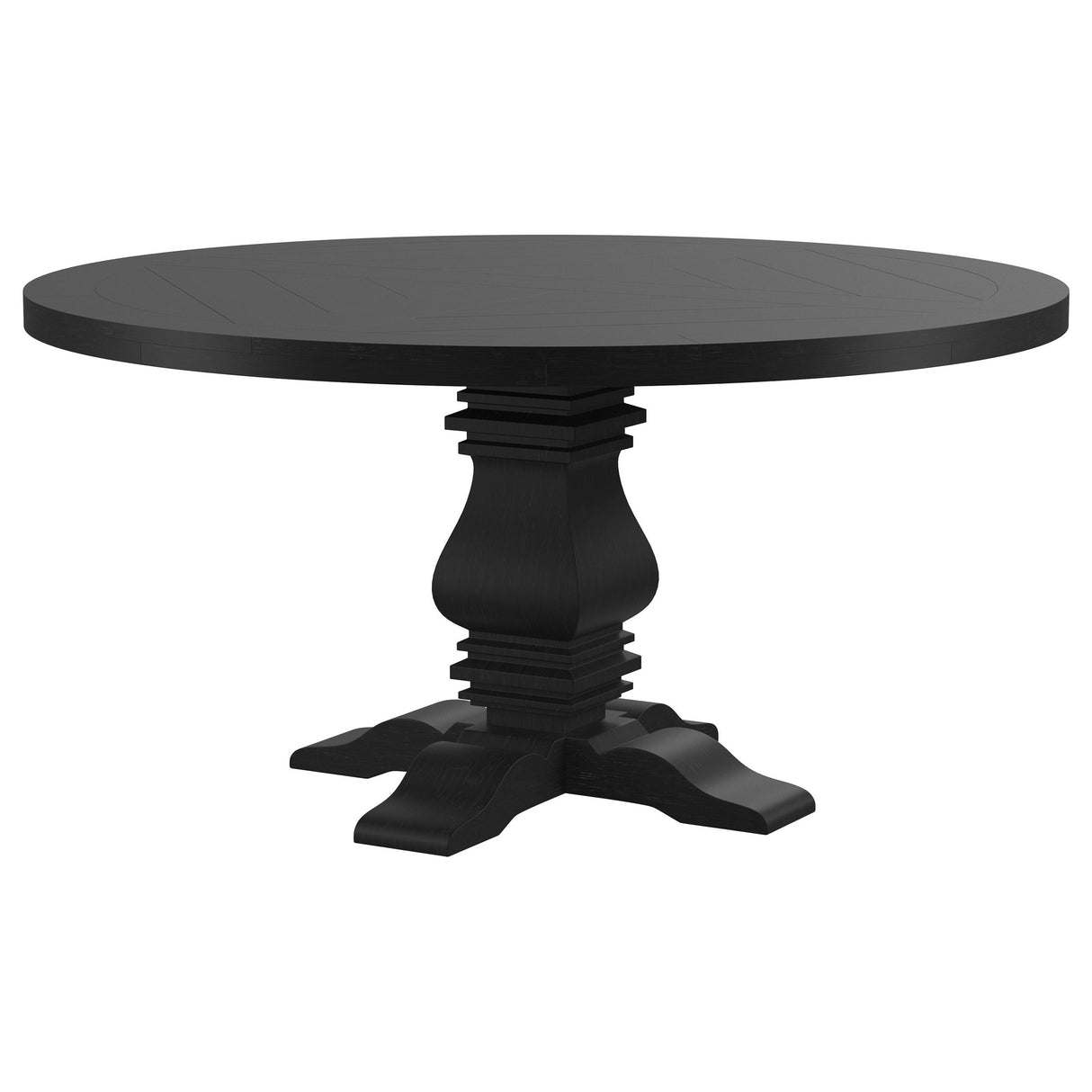 Florence Round 60-Inch Pedestal Dining Table, Distressed Black