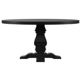 Florence Round 60-Inch Pedestal Dining Table, Distressed Black