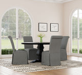 Florence Round 60-Inch Pedestal Dining Table, Distressed Black