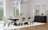 Florence 9-Piece 126-Inch Extension Dining Table Set in Distressed Black