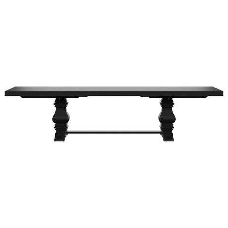 Florence 9-Piece 126-Inch Extension Dining Table Set in Distressed Black