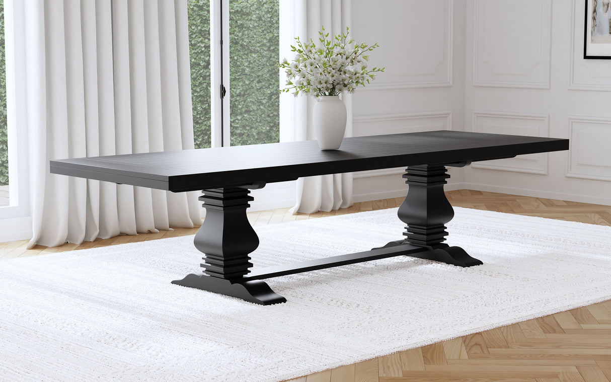 Florence 126-inch Extension Dining Table in Distressed Black