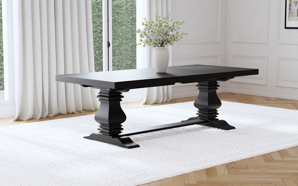 Florence 126-inch Extension Dining Table in Distressed Black