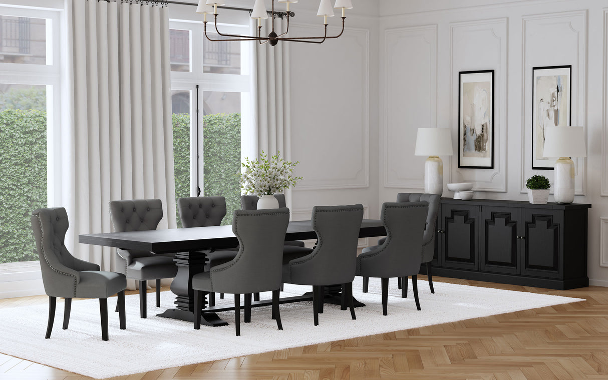 Florence 126-inch Extension Dining Table in Distressed Black
