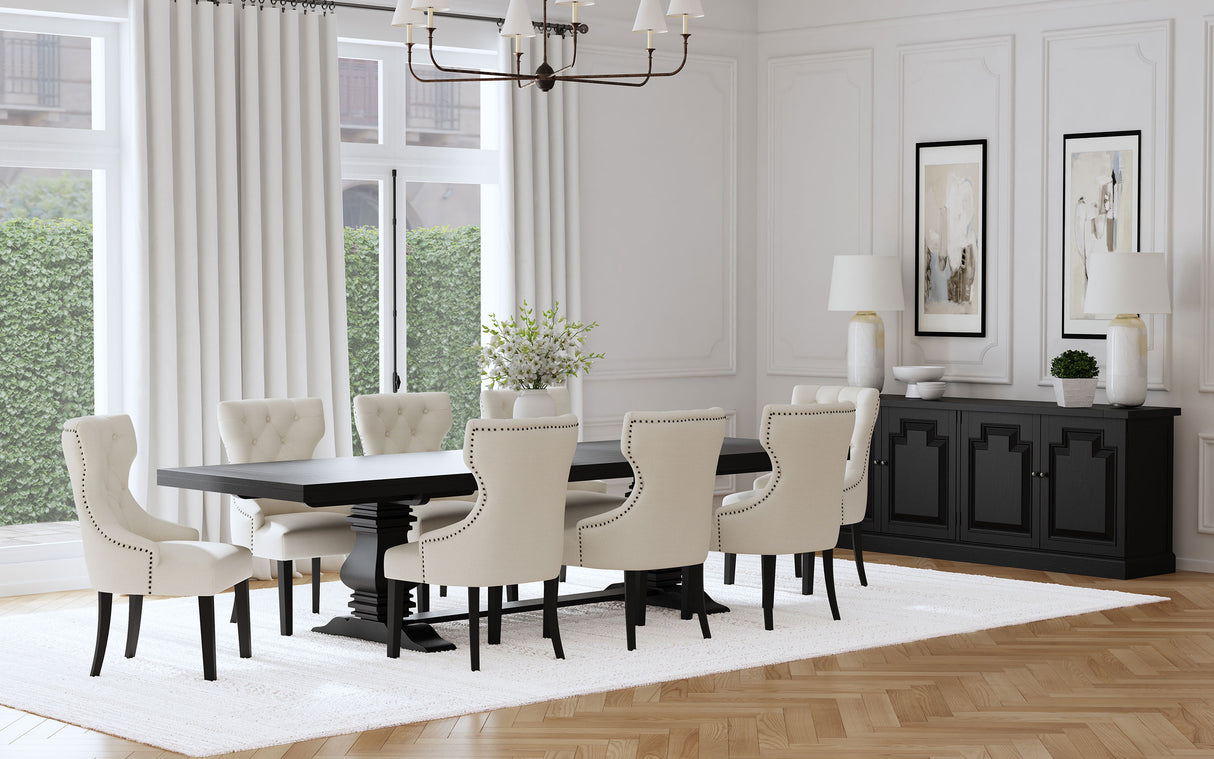 Baney Fabric Upholstered Dining Side Chair Cream and Black