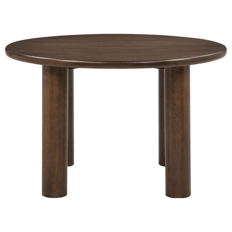 Faulkner 48" Round Brown Oak Wood Dining Table