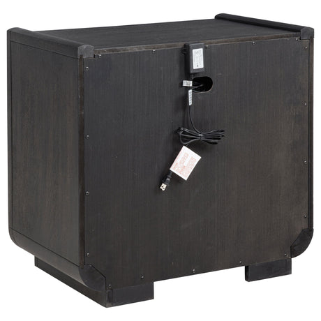 Bangor - 2 Drawer LED Nightstand With USB - Black