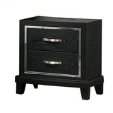 Nightstand With USB Port, Tapered Legs - Black