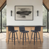 Vienna - Modern Swivel Bar Height Stool - Black Brushed Wood Frame