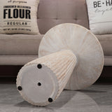Fluted Pedestal Round Coffee Table - Beige / Yellow