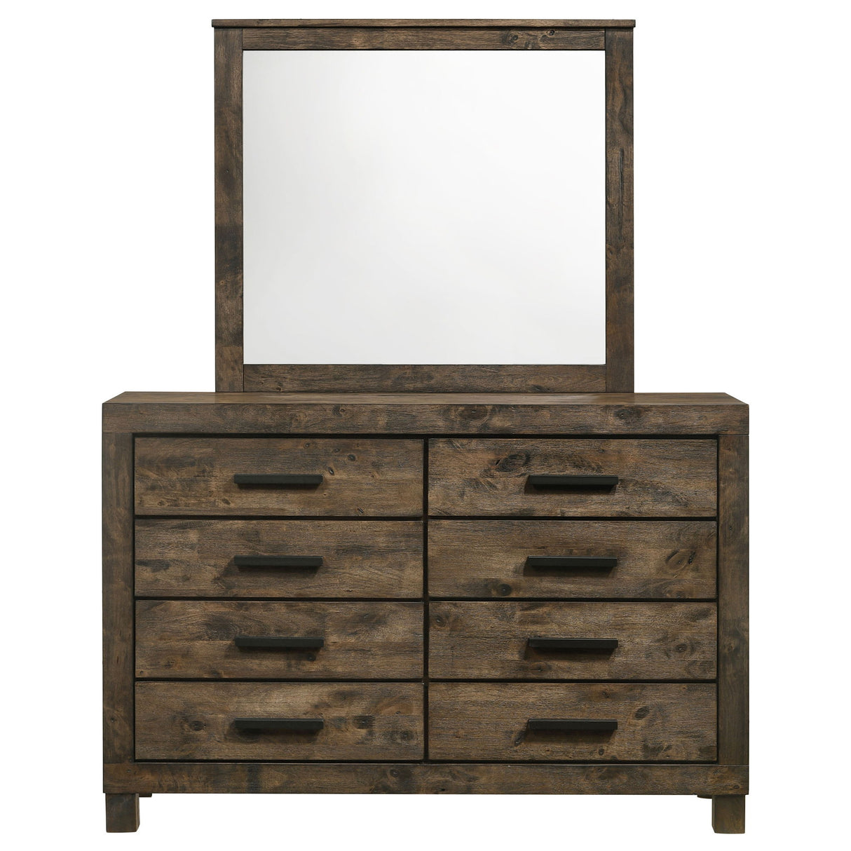 Bren - 8 Drawer Dresser With Mirror - Rustic Brown