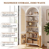 Tall Arched Cabinet With Rattan Doors & Adjustable Shelves
