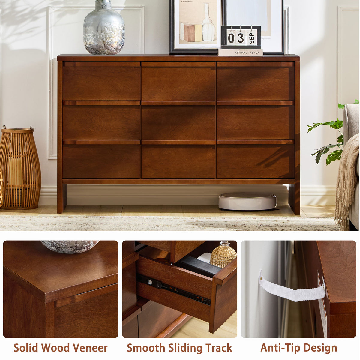 Sideboard Buffet Cabinet With Storage, 2 Doors 3 Drawers