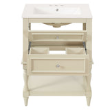 Bathroom Vanity With Sink, 2 Drawers Storage Cabinet, Open Shelf