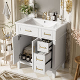 Modern Bathroom Vanity With Sink, Storage Cabinet, Soft Close Doors, Deep & Standard Drawers