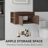 Floating Bathroom Vanity Cabinet, Soft Close Double Drawers, Open Side Storage, Wall Mounted, Cabinet Only