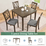 5 Piece Dining Table Set With 4 Chairs - Walnut