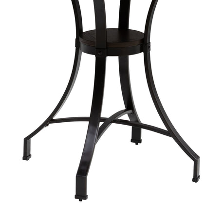Winslow - 5-Piece Round Walnut Wood Tabletop Dining Table Set With Stools, Seats Up To 4 - Mushroom Brown / Black
