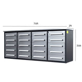 Garage Storage Cabinets With Workbench (With 20 Drawers) - Silver