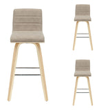 Vienna - 39.5" Swivel Bar Height Square Back Wood Bar Stool With Faux Leather Seat