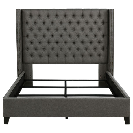 Lendra - Upholstered Wingback Bed With Tufted Headboard