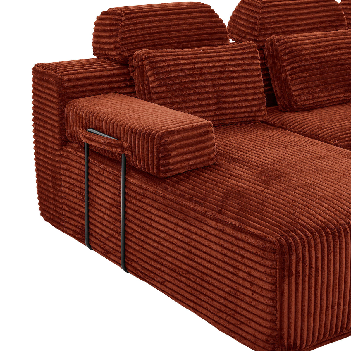 Sectional Sleeper Sofa & Storage Pockets, Modular Couch With Throw Pillows For Living Room