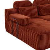 Sectional Sleeper Sofa & Storage Pockets, Modular Couch With Throw Pillows For Living Room