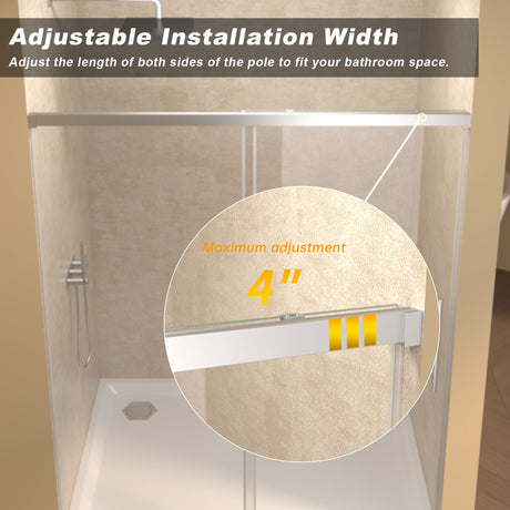 Frameless Single Sliding Shower Door With Handle