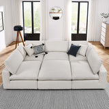 120 Inch Down Filled Overstuffed 6 - Piece Boucle Sectional Sofa - Living Room Furniture available at Alpine Outlets in Denver